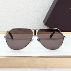 Tom Ford Black and Silver Aviator Sunglasses